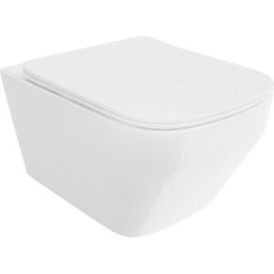 MEXEN/S Riva Závěsná WC mísa Rimless Tornado včetně sedátka s slow slim, duroplast, bílá lesk 30630200T obraz