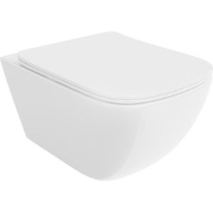 MEXEN/S Timo Závěsná WC mísa Rimless Tornado včetně sedátka s slow slim, duroplast, bílá lesk 30650200T obraz