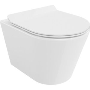 MEXEN/S Rico Závěsná WC mísa Rimless Tornado včetně sedátka s slow slim, duroplast, bílá lesk 30720100T obraz