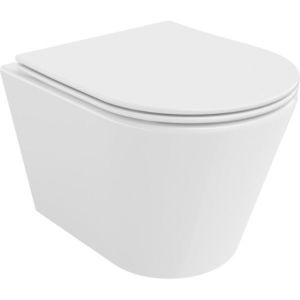 MEXEN/S Rico Závěsná WC mísa Rimless Tornado včetně sedátka s slow slim, duroplast, bílá lesk 30720400T obraz