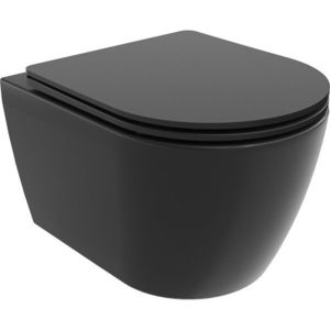 MEXEN/S Carmen Závěsná WC mísa Rimless Tornado včetně sedátka s slow slim, duroplast, černá mat 30881085T obraz