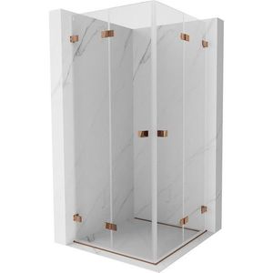 MEXEN/S Lunar-F Duo sprchový kout skládací dveře 75 x 75, transparent, růžové zlato 836-075L-075P-60-00 obraz