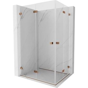 MEXEN/S Lunar-F Duo sprchový kout skládací dveře 90 x 75, transparent, růžové zlato 836-090L-075P-60-00 obraz