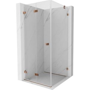 MEXEN/S Lunar-F sprchový kout skládací dveře levá 70 x 70, transparent, różowe złot 836-070-070-60-00-L obraz