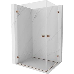 MEXEN/S Lunar-B Duo sprchový kout dveře křídlové 85 x 75, transparent, růžové zlato 832-085L-075P-60-00 obraz