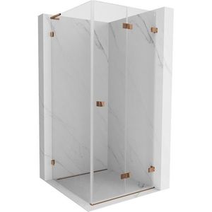 MEXEN/S Lunar-F L sprchový kout skládací dveře pravá 70 x 70, transparent, růžové zlato 836L-070-070-60-00-P obraz