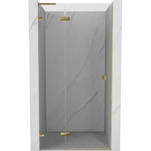 MEXEN/S Lunar L sprchové dveře křídlové levé 90, transparent, zlatá 834L-090-000-50-00-L obraz