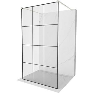 MEXEN/S Kioto samostatně stojící sprchová zástěna 110 x 200, černý vzor 8 mm, nikl kartáčovaná 800-110-002-97-77 obraz