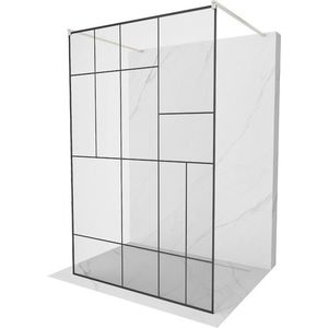 MEXEN/S Kioto samostatně stojící sprchová zástěna 120 x 200, černý vzor 8 mm, nikl kartáčovaná 800-120-002-97-78 obraz