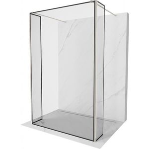 MEXEN/S Kioto Sprchová zástěna WALK-IN volněstojící 90 x 30 x 30, černý vzor, nikl kartáčovaná 800-090-030-222-97-70-030 obraz