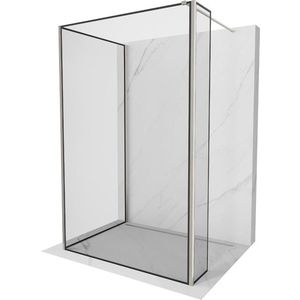 MEXEN/S Kioto Sprchová zástěna WALK-IN 110 x 100 x 30, černý vzor, nikl kartáčovaná 800-110-100-221-97-70-030 obraz