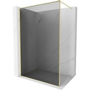MEXEN/S Kioto-XF Sprchová zástěna WALK-IN s rámem 100 x 202, grafit 10 mm, zlato kartáčovaná 800-100-104-55-40-X obraz