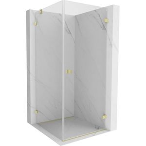 MEXEN/S Lunar-B sprchový kout dveře křídlové pravá 70 x 70, transparent, zlato kartáčovaná 832-070-070-55-00-P obraz