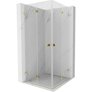 MEXEN/S Lunar-F Duo sprchový kout skládací dveře 85 x 85, transparent, zlato 836-085L-085P-50-00 obraz