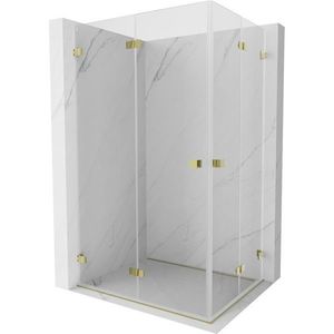 MEXEN/S Lunar-F Duo sprchový kout skládací dveře 90 x 75, transparent, zlato 836-090L-075P-50-00 obraz
