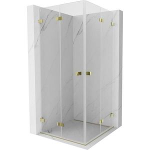 MEXEN/S Lunar-F Duo sprchový kout skládací dveře 90 x 90, transparent, zlato 836-090L-090P-50-00 obraz