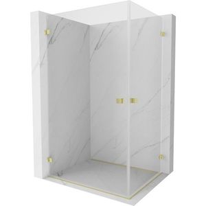 MEXEN/S Lunar-B Duo sprchový kout dveře křídlové 100 x 80, transparent, zlato kartáčovaná 832-100L-080P-55-00 obraz