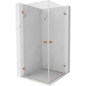 MEXEN/S Lunar-B Duo sprchový kout dveře křídlové 90 x 90, transparent, měď kartáčovaná 832-090L-090P-65-00 obraz