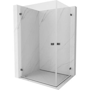 MEXEN/S Lunar-B Duo sprchový kout dveře křídlové 100 x 80, transparent, grafit kartáčovaná 832-100L-080P-66-00 obraz
