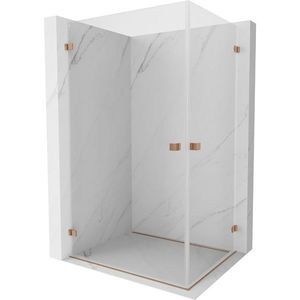 MEXEN/S Lunar-B Duo sprchový kout dveře křídlové 100 x 95, transparent, měď kartáčovaná 832-100L-095P-65-00 obraz