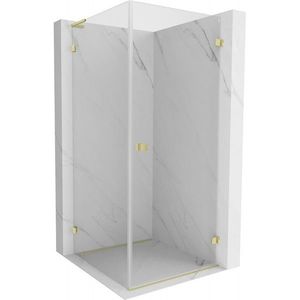 MEXEN/S Lunar-B L sprchový kout dveře křídlové pravá 70 x 70, transparent, zlato kartáčovaná 832L-070-070-55-00-P obraz