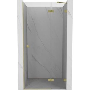 MEXEN/S Lunar sprchové dveře křídlové pravé 95, transparent, zlatá kartáčovaná 834-095-000-55-00-P obraz