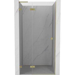 MEXEN/S Lunar L sprchové dveře křídlové levé 95, transparent, zlatá kartáčovaná 834L-095-000-55-00-L obraz