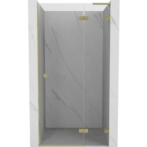 MEXEN/S Lunar L sprchové dveře křídlové pravé 100, transparent, zlatá kartáčovaná 834L-100-000-55-00-P obraz