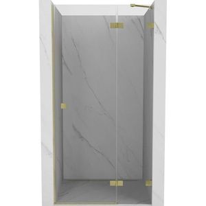 MEXEN/S Lunar L sprchové dveře křídlové pravé 105, transparent, zlatá kartáčovaná 834L-105-000-55-00-P obraz