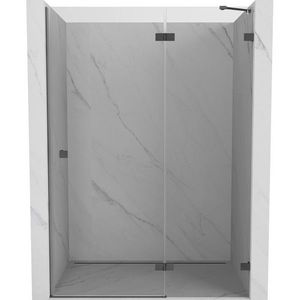 MEXEN/S Lunar L sprchové dveře křídlové pravé 130, transparent, grafit metal 834L-130-000-95-00-P obraz