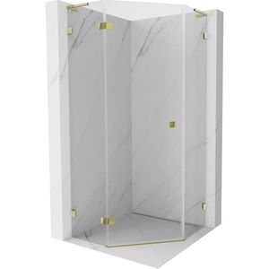 MEXEN/S Lunar L sprchový kout pětiboký křídlový levá 80 x 80, transparent, zlato 831L-080L-080P-50-00-L obraz