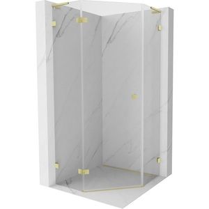MEXEN/S Lunar L sprchový kout pětiboký křídlový levá 80 x 80, transparent, zlato kartáčovaná 831L-080L-080P-55-00-L obraz