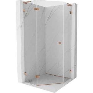 MEXEN/S Lunar L sprchový kout pětiboký křídlový levá 80 x 80, transparent, měď kartáčovaná 831L-080L-080P-65-00-L obraz
