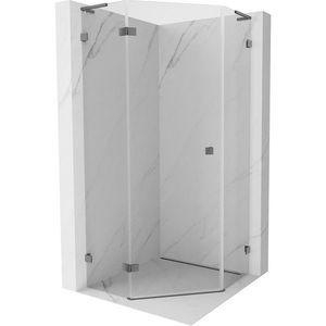 MEXEN/S Lunar L sprchový kout pětiboký křídlový levá 80 x 80, transparent, grafit metal 831L-080L-080P-95-00-L obraz