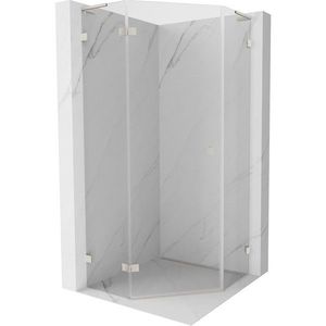 MEXEN/S Lunar L sprchový kout pětiboký křídlový levá 80 x 80, transparent, nikl kartáčovaný 831L-080L-080P-97-00-L obraz