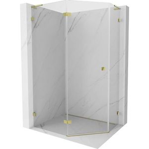 MEXEN/S Lunar L sprchový kout pětiboký křídlový levá 100 x 80, transparent, zlato 831L-100L-080P-50-00-L obraz