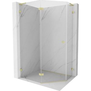 MEXEN/S Lunar L sprchový kout pětiboký křídlový levá 100 x 80, transparent, zlato kartáčovaná 831L-100L-080P-55-00-L obraz