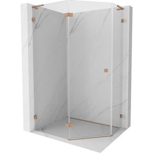 MEXEN/S Lunar L sprchový kout pětiboký křídlový levá 100 x 80, transparent, měď kartáčovaná 831L-100L-080P-65-00-L obraz