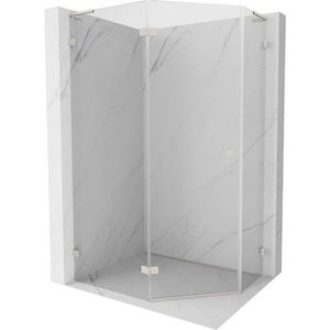 MEXEN/S Lunar L sprchový kout pětiboký křídlový levá 100 x 80, transparent, nikl kartáčovaný 831L-100L-080P-97-00-L obraz