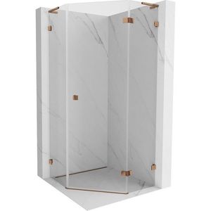 MEXEN/S Lunar L sprchový kout pětiboký křídlový pravá 100 x 100, transparent, růžové zlato 831L-100P-100L-60-00-P obraz