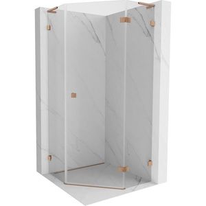 MEXEN/S Lunar L sprchový kout pětiboký křídlový pravá 100x100, transparent, měď kartáčovaná 831L-100P-100L-65-00-P obraz