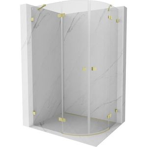 MEXEN/S Lunar sprchový kout čtvrtkruh křídlový levá 90 x 80, transparent, zlato kartáčovaná 833-090L-080P-55-00 obraz