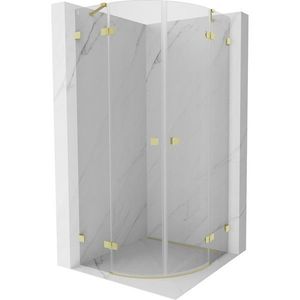 MEXEN/S Lunar sprchový kout čtvrtkruh křídlový 100 x 100, transparent, zlato kartáčovaná 833-100L-100P-55-00 obraz