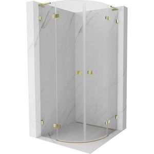 MEXEN/S Lunar L sprchový kout čtvrtkruh křídlový 90 x 90, transparent, zlato 833L-090L-090P-50-00 obraz