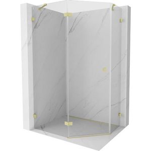MEXEN/S Lunar sprchový kout pětiboký křídlový levá 100 x 80, transparent, zlato kartáčovaná 831-100L-080P-55-00-L obraz