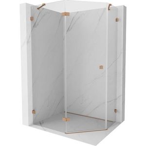 MEXEN/S Lunar sprchový kout pětiboký křídlový levá 100 x 80, transparent, měď kartáčovaná 831-100L-080P-65-00-L obraz