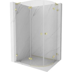 MEXEN/S Lunar L sprchový kout čtvrtkruh křídlový levá 90 x 80, transparent, zlato kartáčovaná 833L-090L-080P-55-00 obraz