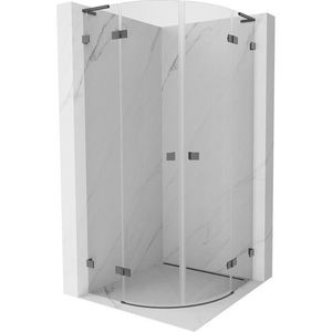 MEXEN/S Lunar L sprchový kout čtvrtkruh křídlový 90 x 90, transparent, grafit kartáčovaná 833L-090L-090P-66-00 obraz