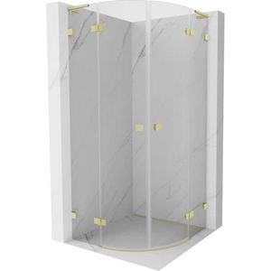 MEXEN/S Lunar L sprchový kout čtvrtkruh křídlový 100 x 100, transparent, zlato kartáčovaná 833L-100L-100P-55-00 obraz