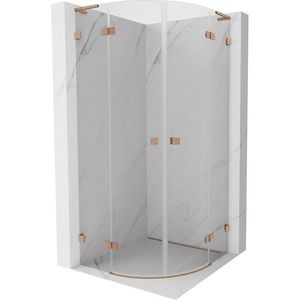 MEXEN/S Lunar L sprchový kout čtvrtkruh křídlový 100 x 100, transparent, měď kartáčovaná 833L-100L-100P-65-00 obraz